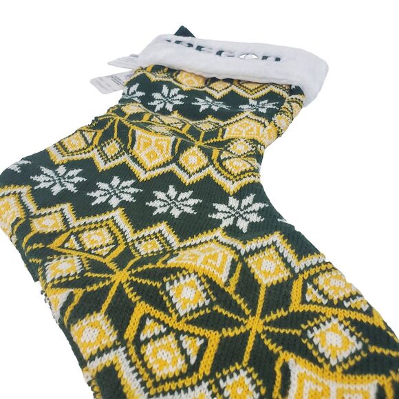 Forever Collectible Oregon Stocking Adults 15 Inch Green & Yellow Christmas New - Picture 2 of 8